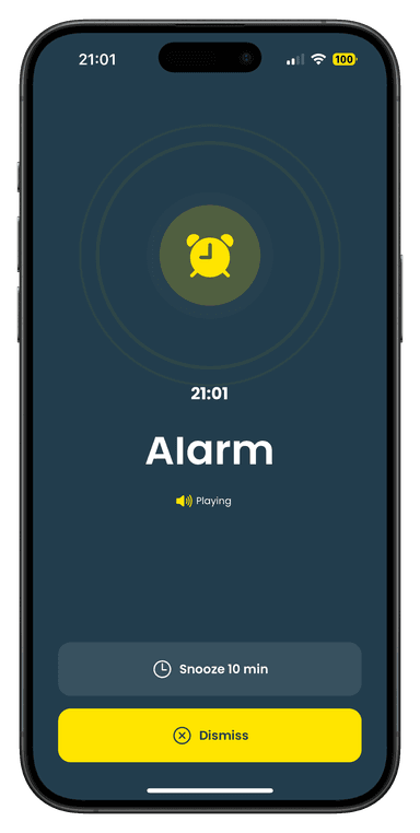iOS alarm ringing (light mode)