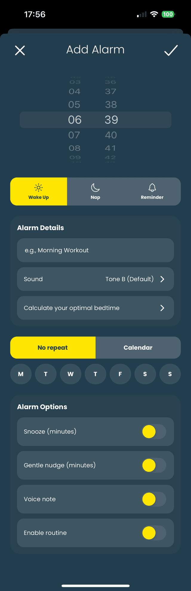 iOS add alarm (dark mode)
