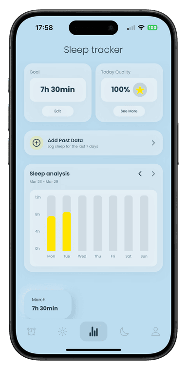 iOS sleep analytics (light mode)
